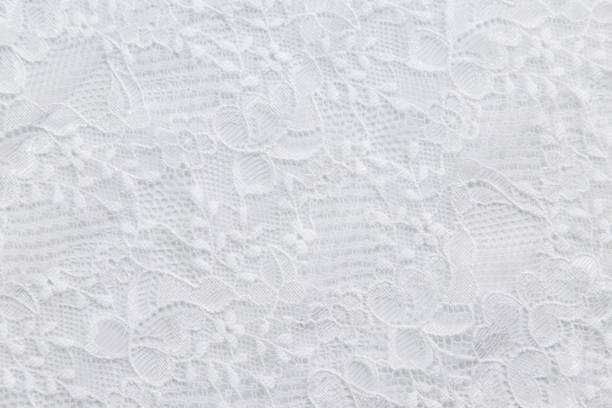 White lace with small flowers on the white background.