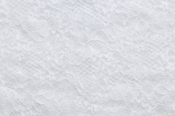 istock White lace with small flowers on the white background 643251280