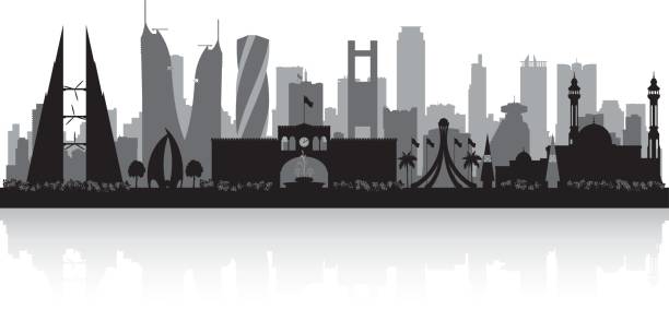Manama Bahrain city skyline silhouette Manama Bahrain city skyline vector silhouette illustration manama stock illustrations