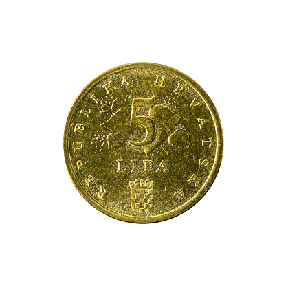 5 croatian lipa coin (2011) obverse isolated on white background