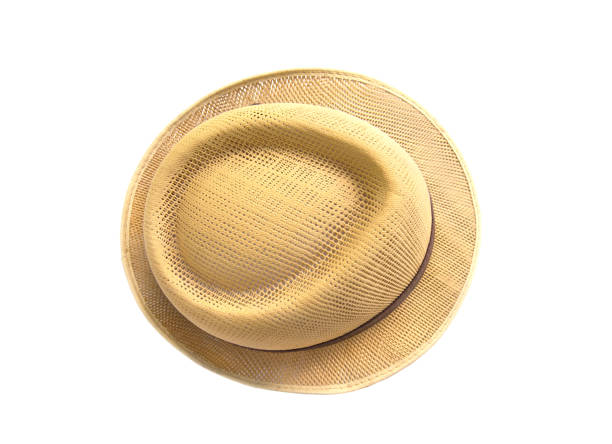 vintage fasion de chapéu de palha isolado no fundo branco - top hat - fotografias e filmes do acervo