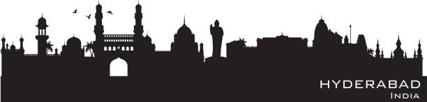 illustrazioni stock, clip art, cartoni animati e icone di tendenza di hyderabad india skyline della città silhouette - hyderabad