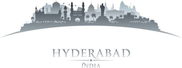 hyderabad indien stadt skyline silhouette - hyderabad stock-grafiken, -clipart, -cartoons und -symbole