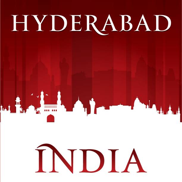 hyderabad indien stadt skyline silhouette - hyderabad stock-grafiken, -clipart, -cartoons und -symbole