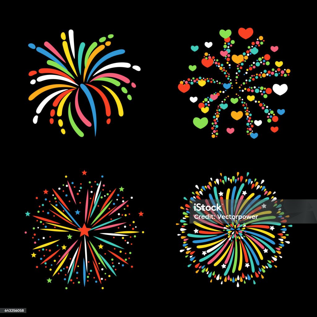 Abstract Firework Shape Firework Different Shapes Colorful Festive Vector Stock Illustration ...