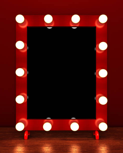 istock Retro make up mirror on wooden table 643262202