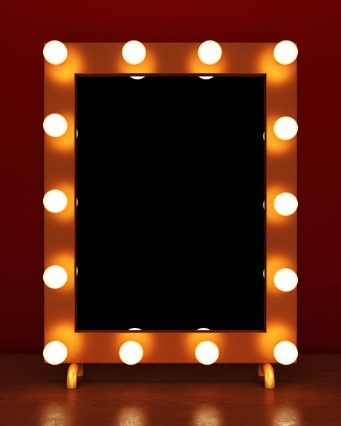 istock Retro make up mirror on wooden table 643262206