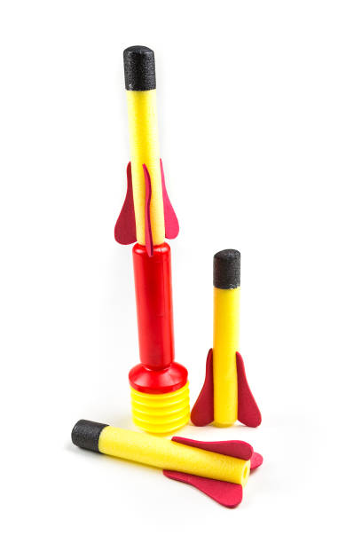 istock Child's toy rocket isolated on a white background 643267072