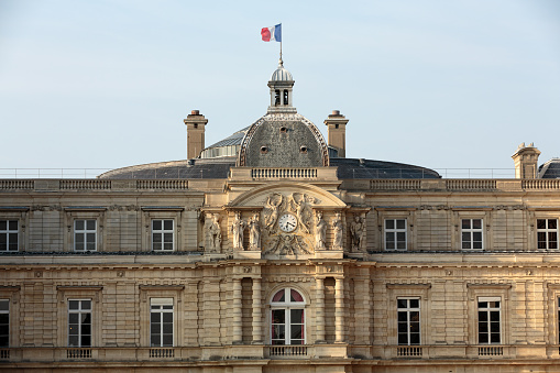 Paris, France - September 8, 2014: Luxembourg Palace  in Paris. Luxembourg Palace is the official residence of  the French Senate.