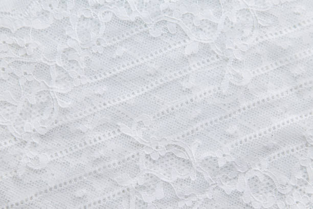 istock White lace with small flowers on the white background 643281202