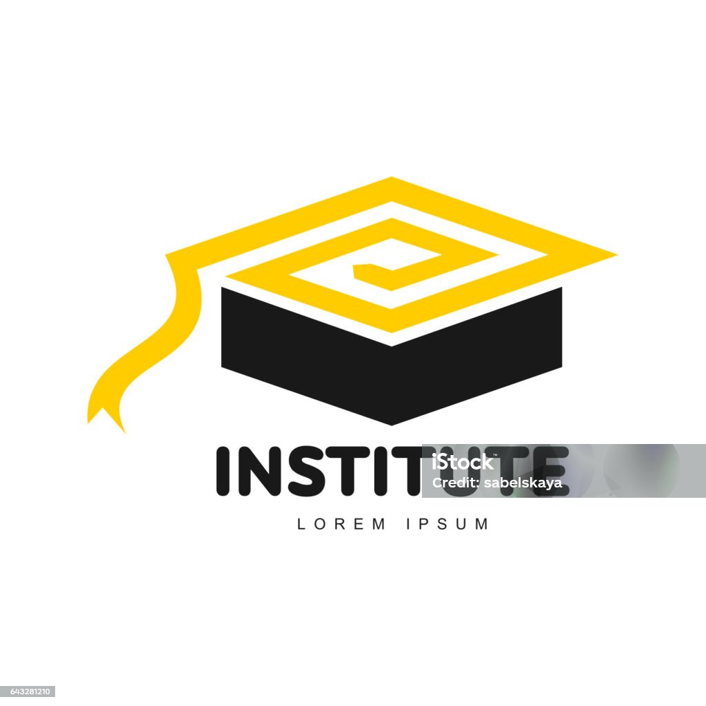 Graphic Three Colored Square Academic Graduation Cap Logo Template ...