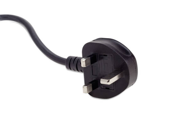 istock BS 1363 plug with part of the power cord 643281652