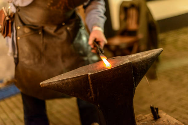 ash and a metal device at a blacksmith shop