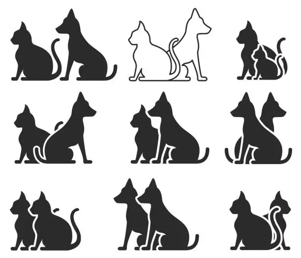 Vector illustration of Cat and dog