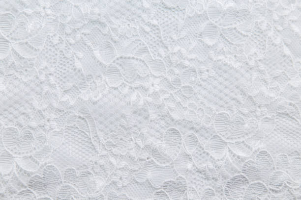 istock White lace with small flowers on the white background 643282786