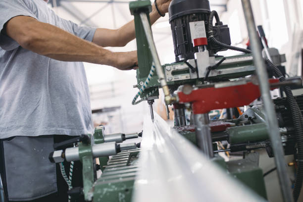 istock Factory interiors for manufacturing PVC windows and doors. 643296860