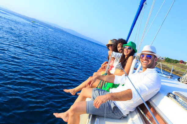 istock Friends traveling with yacht 643297426