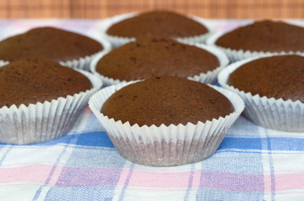 istock Chocolate muffins homemade 643298494