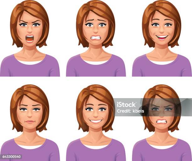 Woman Facial Expressions Stock Illustration - Download Image Now - Women, Human Face, Avatar