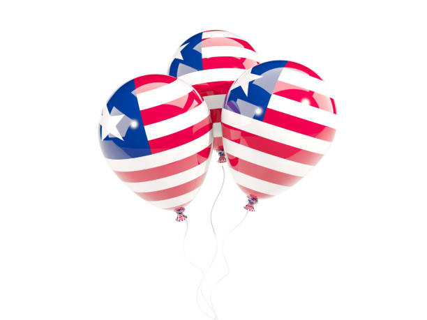 istock Three balloons with flag of liberia 643309428