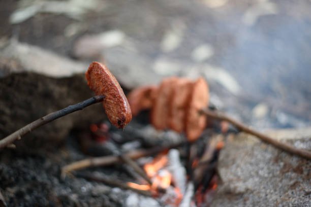 istock Sausage Turkish Sucuk with Flames 643317518