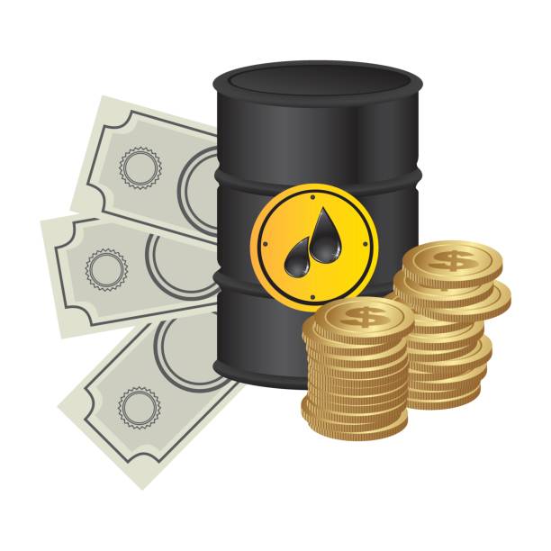istock color background with barrel petroleum and money 643317576