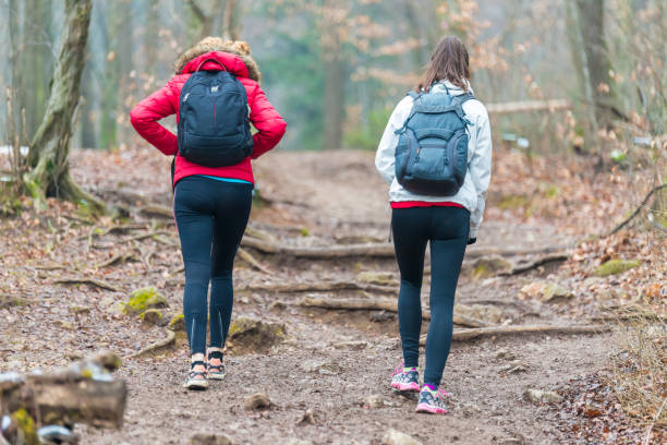istock Two friends hiking together 643338888
