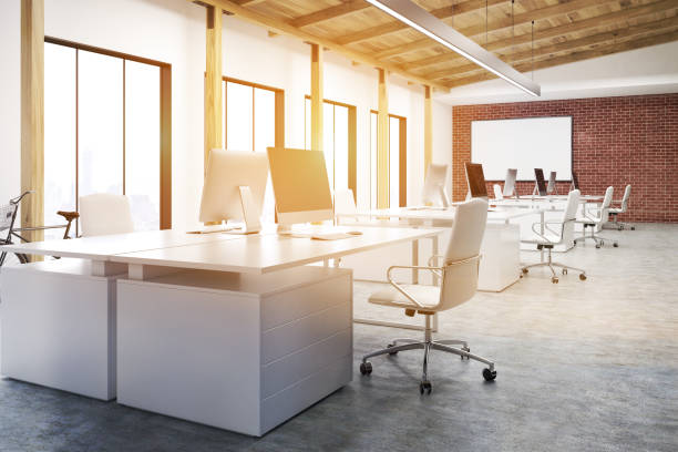 istock Corner of an office with a whiteboard, toned 643339420