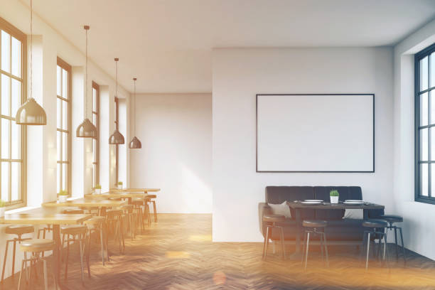 istock Cafe with sofa and poster, toned 643346504