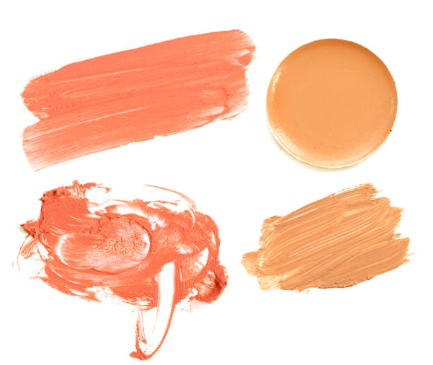 istock Set of smudge orange creamy eyeshadow on white background 643347148