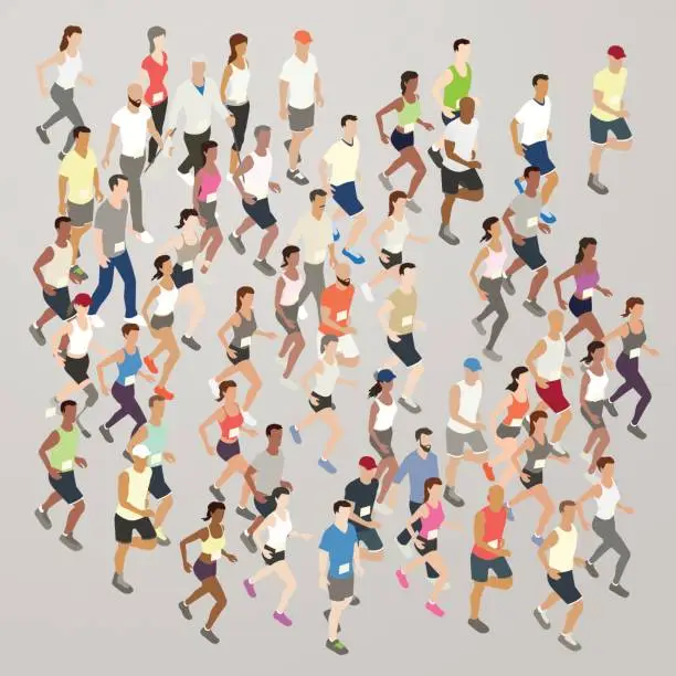 Vector illustration of Marathon runners illustration