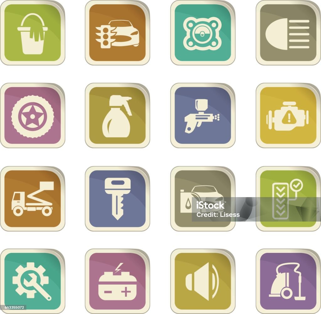 Car_shop_7 Car shop icon set for web sites and user interface Bag stock vector