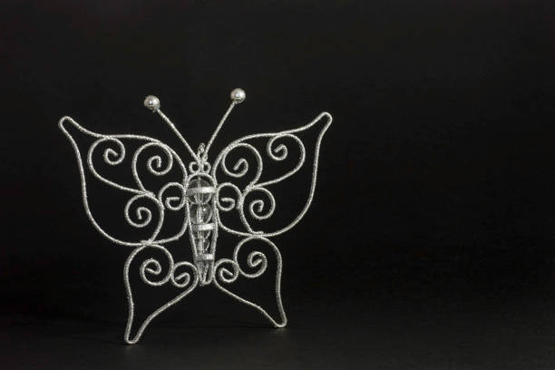 Christmas butterfly on a black background to understand the concept and a Christmas feast