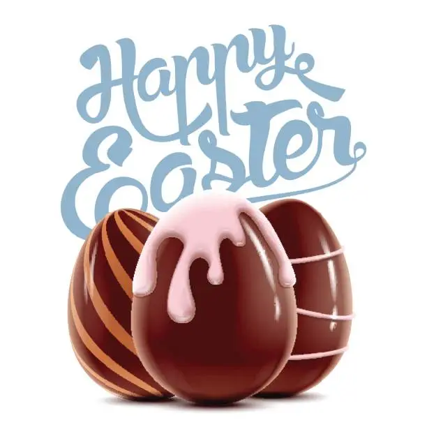 Vector illustration of Happy Easter background with chocolate eggs