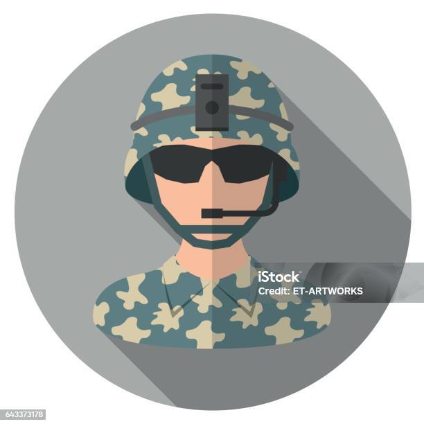 Soldier Flat Icon Stock Illustration - Download Image Now - Armed Forces, Army Soldier, Icon Symbol