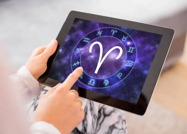 Aries zodiac sign on tablet
