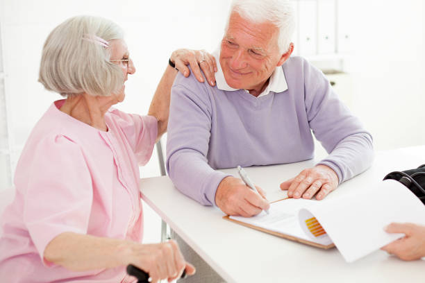 istock Senior couple at doctor' office 643390666