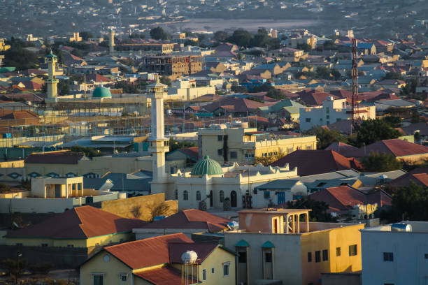 Aerial view to Hargeisa, biggest city of Somaliland Somalia stock photo