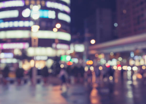 istock Blurred image of night city after a rainy day. 643391456