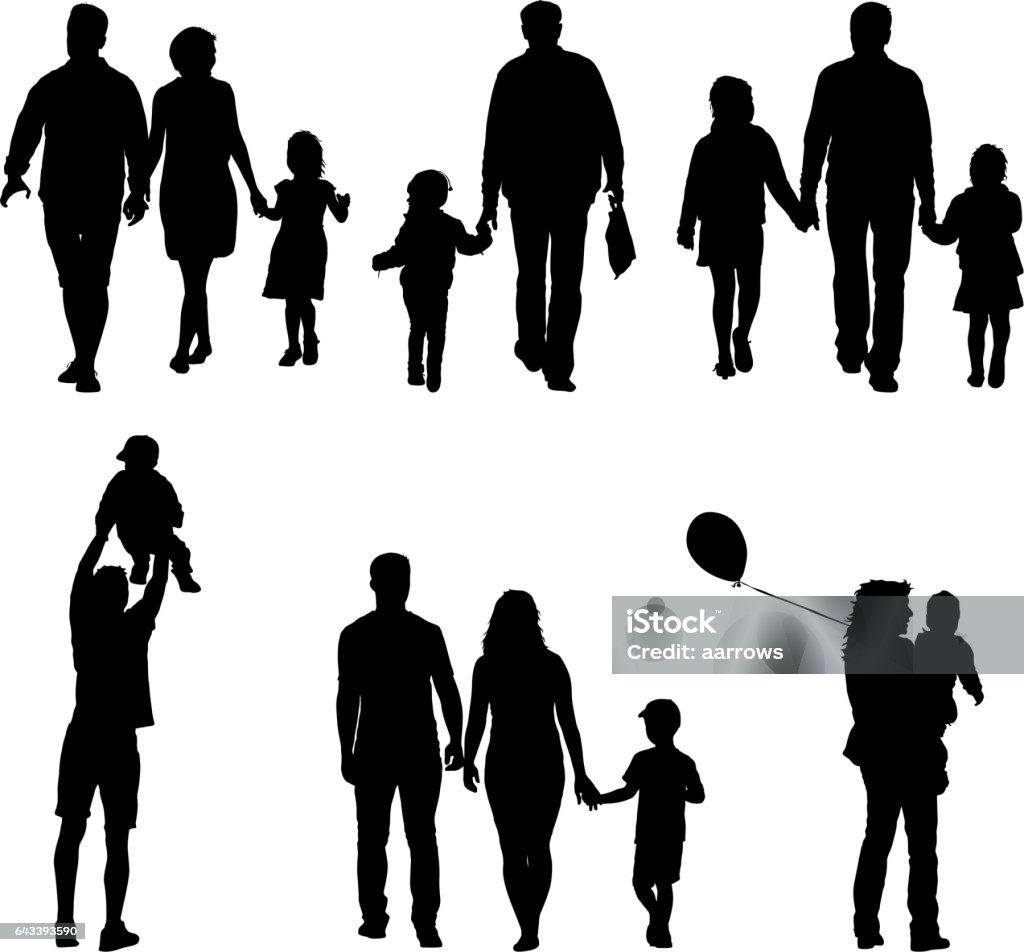 Silhouette de famille heureuse la valeur sur un fond blanc. Illustration vectorielle - clipart vectoriel de Silhouette - Contre-jour libre de droits