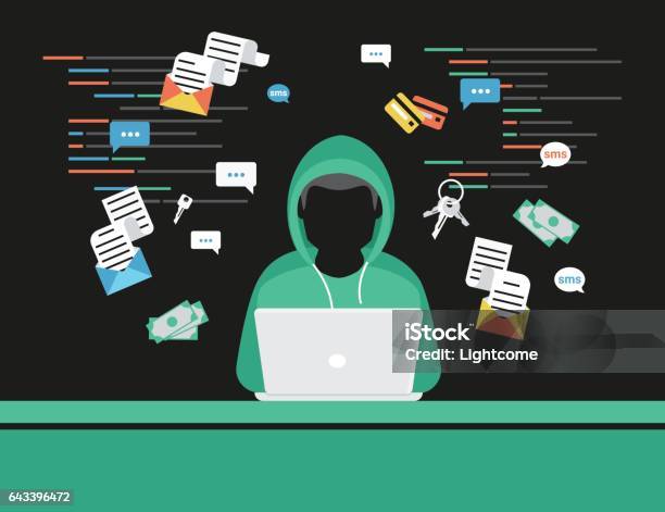 Thief Or Hacker Is Stealing Log In Password Of Social Networks Account Stock Illustration - Download Image Now