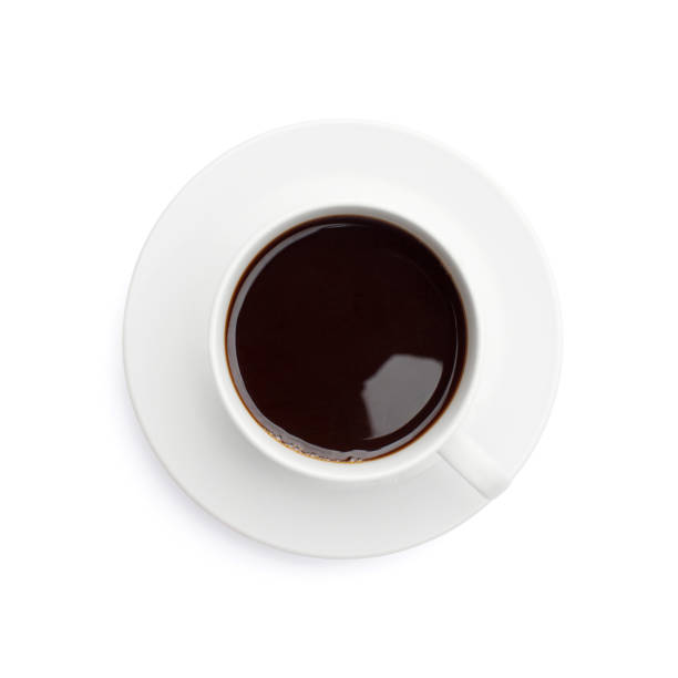 istock Cup of black coffee on white background 643399332