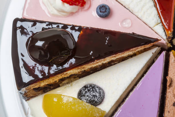 istock Piece of cake with prunes top view 643413604