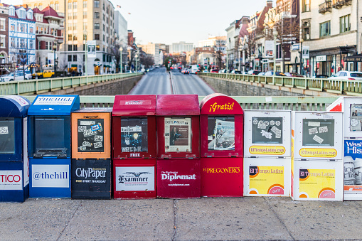 Newspaper kiosks vending machines on Dupont Circle