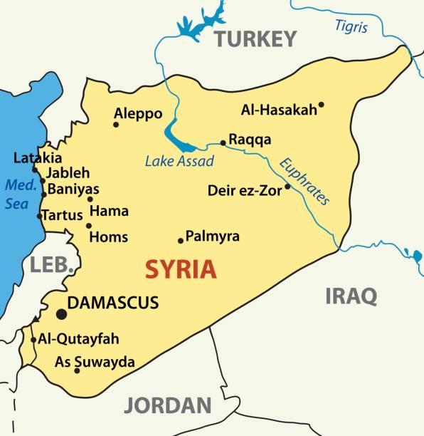 vector illustration -  map of syria vector illustration -  map of syria euphrates syria stock illustrations