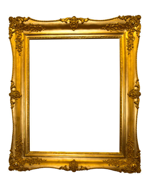 istock Beautiful golden antique frame isolated on white background 643421004