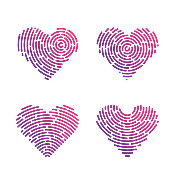 ilustrações de stock, clip art, desenhos animados e ícones de coração impressão digital - track vector individuality thumbprint
