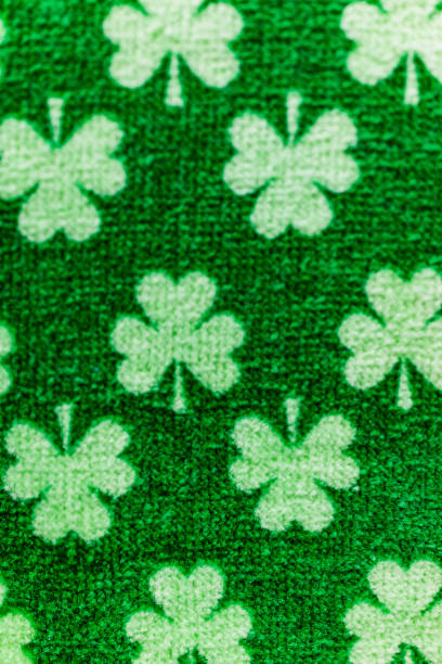 istock Macro closeup of St Patrick's Day green clover fabric 643424820