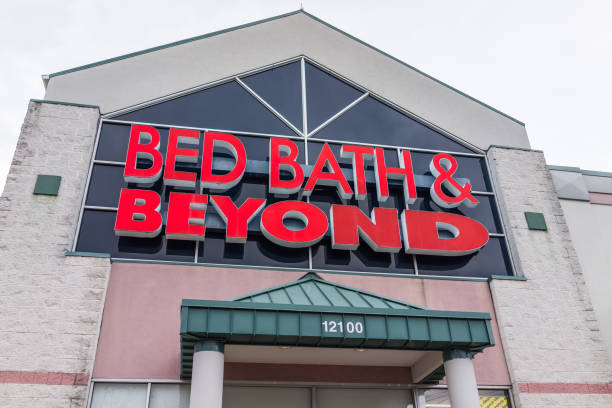 Bed Bath and Beyond store facade in red stock photo