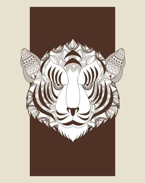 Vector illustration of Tiger icon. Animal and Ornamental predator design. Vector graphi